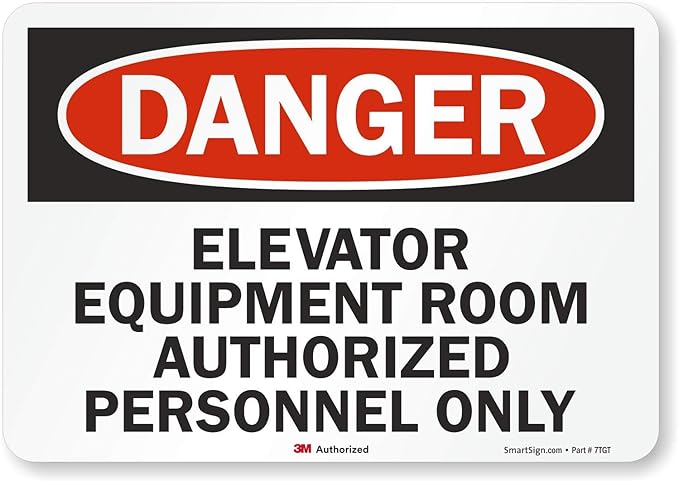 "Danger - Elevator Equipment Room, Authorized Personnel Only" Label By SmartSign | 7" x 10" 3M Reflective Laminated Vinyl