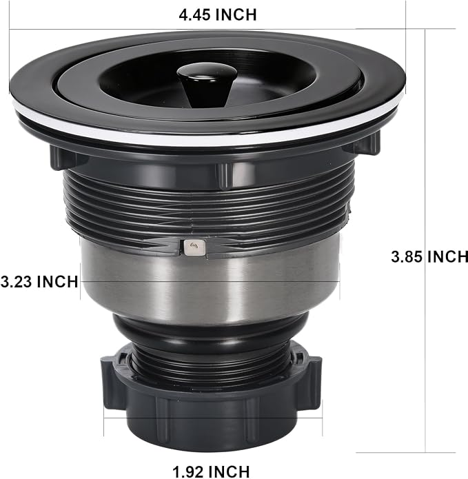 Kitchen Sink Drain 3-1/2 Inch Black Sink Drain Assembly Kit, Removable Deep - Image 5