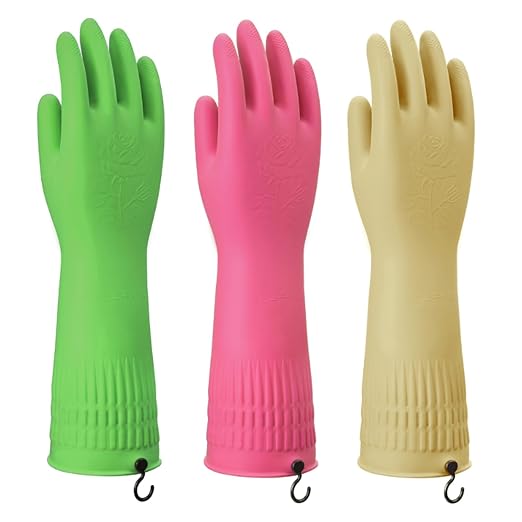 Rubber Gloves for Cleaning – 3 Pairs Reusable Gloves for Dishwashing, Kitchen by Unknown