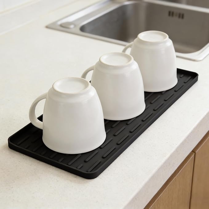 Silicone Coffee Mat 16 x 7 in Classic Black | Coffee bar mat by SCYFREID