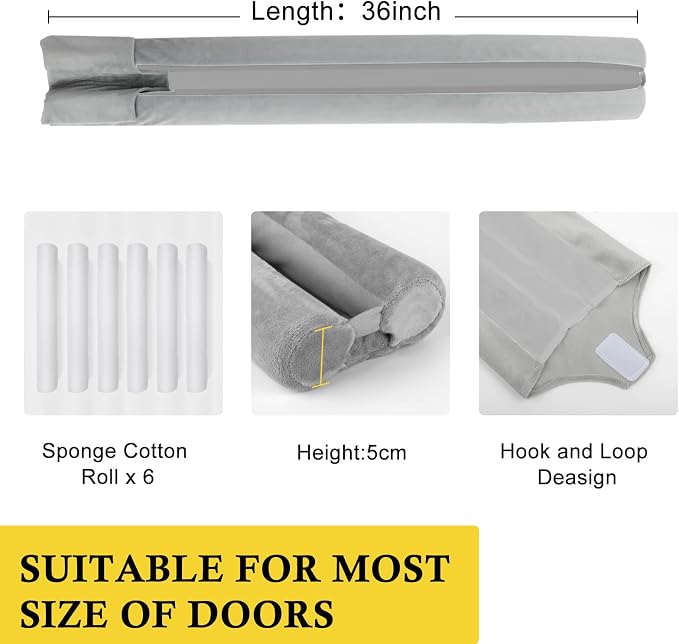 fowong Under Door Draft Stopper 30"-36", Adjustable Noise Stopper, Dust & Light - Image 2