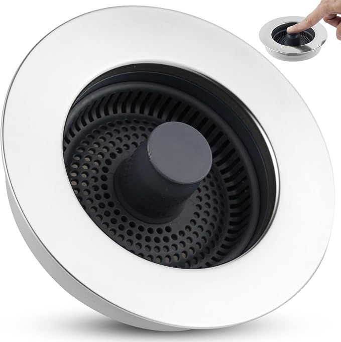 Universal Kitchen Sink Strainer Stopper Combo, 3 in 1 Pop Up by Greatcomfortathome