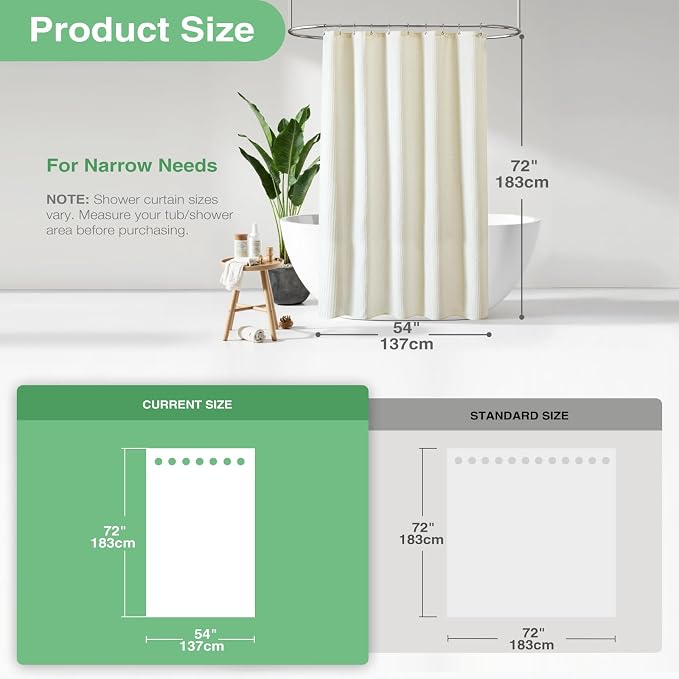 Dynamene Stall Waffle Shower Curtain 256 GSM Heavy Fabric 54x72 Cream/Ivory - Image 3