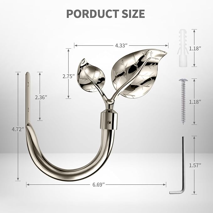 HIKMLK Leaf Shaped Curtain Tieback Holdbacks 2pcs, Handmade Metal Curtain Side - Image 4