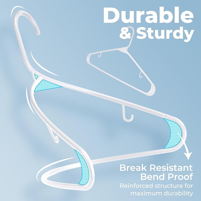 HOUSE DAY White Plastic Hangers 16 Pack, Slim Space-Saving Clothes Hangers | - Image 6