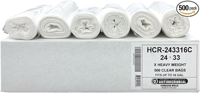Aluf Plastics 12-16 Gal Clear Trash Bags, 16 Micron by AlufPlastics