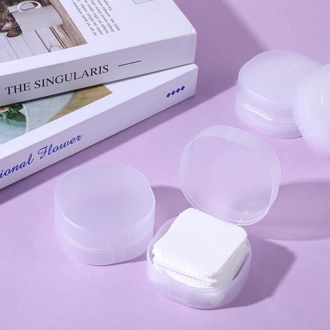4Pcs Portable Cotton Round Holder, Small WhiteTransparent Pad Holder Plastic - Image 6