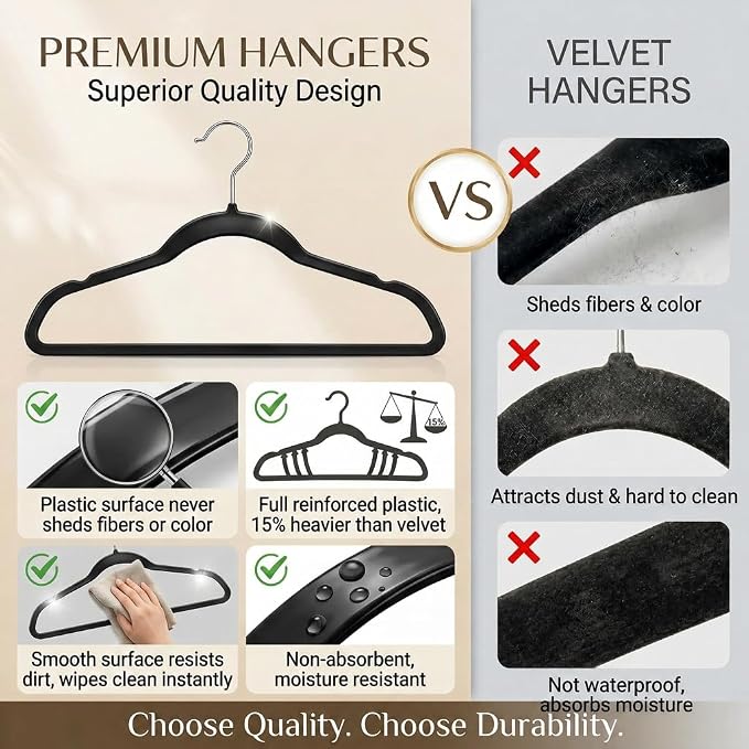 Plastic Hangers 50 Pack, Heavy Duty Plastic Hangers - Image 6