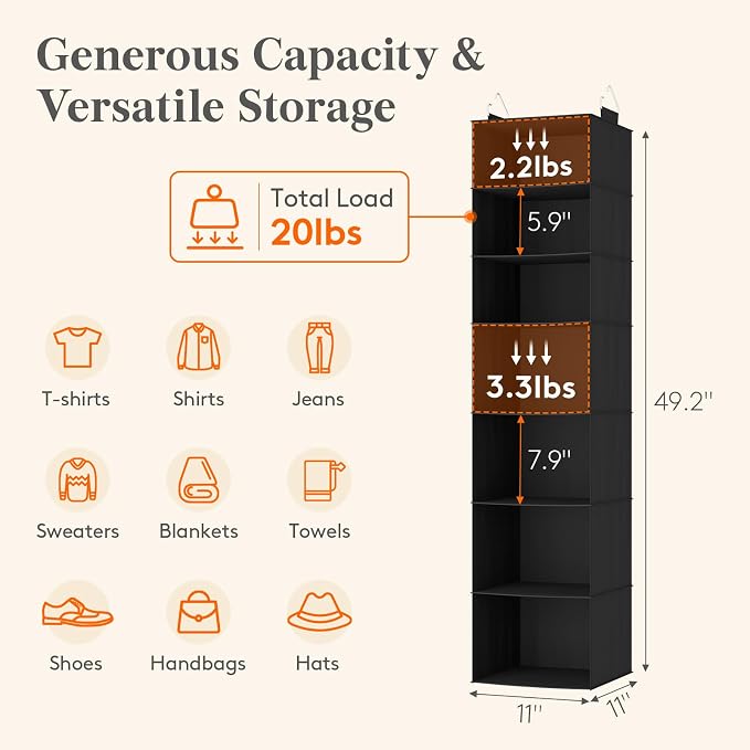 Lifewit 7 Tier Hanging Portable Closet Storage Organizer - Image 3