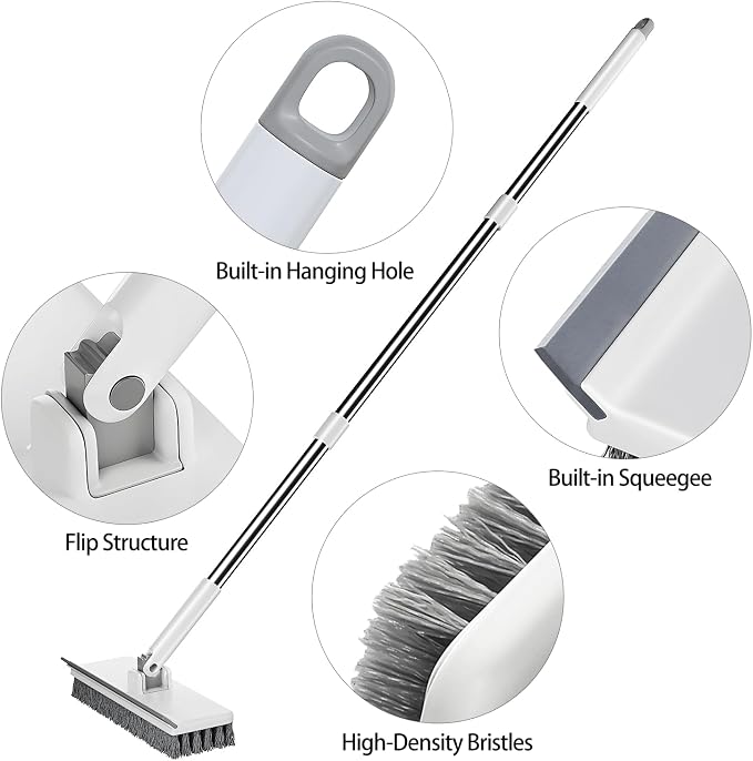 Floor Scrub Brush with 55" Long Handle, 2-in-1 Floor Brush with Built-in - Image 8
