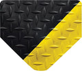 Wearwell 495.1516x3x12BYL Diamond-Plate Select UltraSoft Mat, 12' Length x 3' Width x 15/16" Thick, Black with Yellow