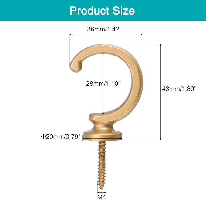 uxcell 4Pcs Curtain Holdback, Aluminum Alloy Wall Mounted Curtain Holders - Image 2