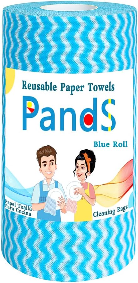 Reusable Paper Towels Washable Roll 60 Ct, Heavy Duty Odor Free, Disposable by PandS
