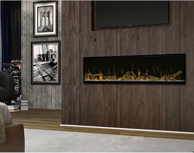 Dimplex IgniteXL 60 inch Built-in Linear Electric Fireplace with Driftwood and River Rock Accessories - Black, XLF60 & LF74DWS-KIT