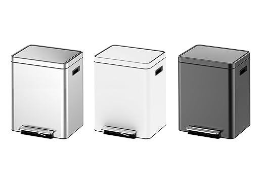 Dual Compartment Kitchen Trash Can with Lid 40l, Stainless Steel Step Trash Can with 2 Buckets, Soft-Close Foot Pedal Recycling Bin, Fingerprint-Resistant for Home, Kitchen, Office Waste Sorting