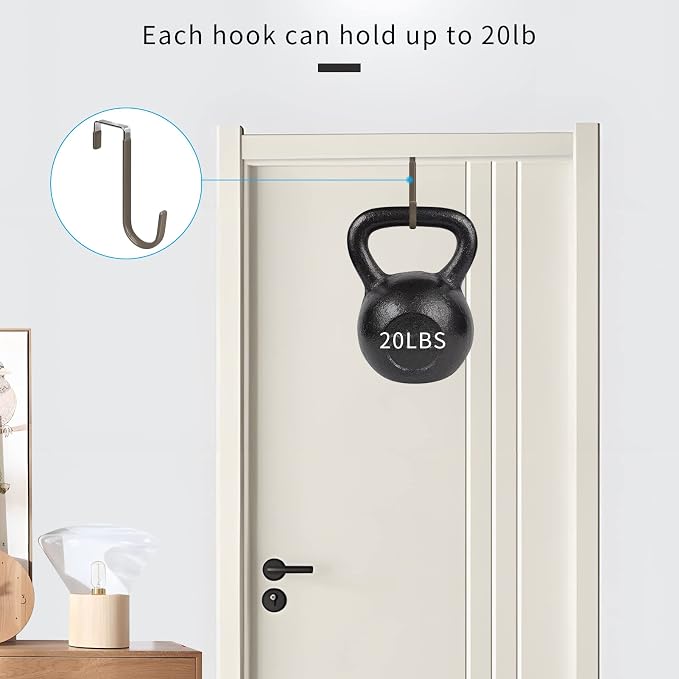 FYY Over the Door Hooks, Single-Hanger 4 Pack, Fits Doors 1 3/8" Brown | Heavy - Image 4