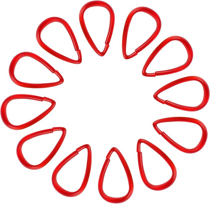 Top-spring Red Shower Curtain Hooks 12Pcs Drop Shaped Hooks - Image 8