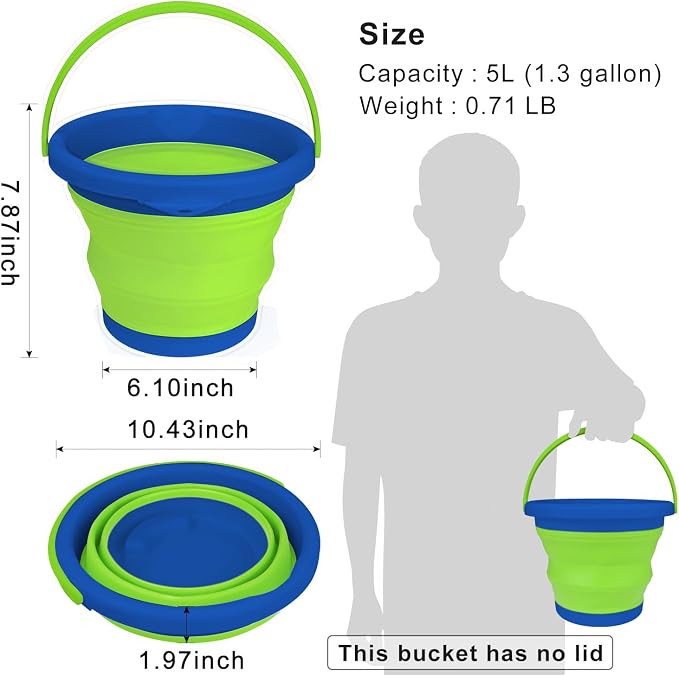 5L Collapsible Mop Bucket for Cleaning, Foldable Buckets - Image 2
