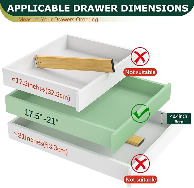 Kitchen Drawer Dividers 6 Pack Bamboo Drawer Organizers | 17-22" Adjustable - Image 7