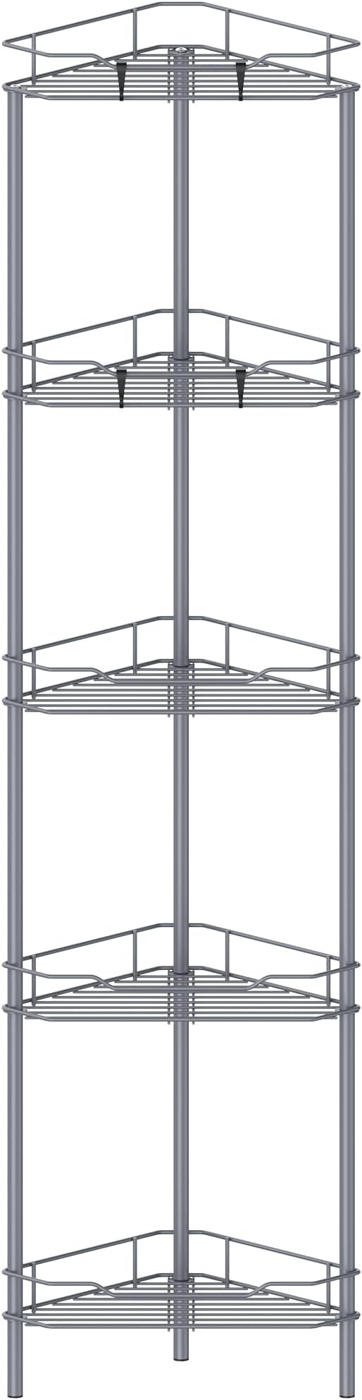 HuggieGems Metal Floor Standing Corner Shower Caddy, Dark Gray, 5 Tier by HuggieGems