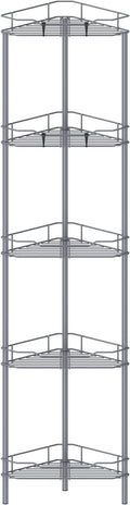 HuggieGems Metal Floor Standing Corner Shower Caddy, Dark Gray, 5 Tier by HuggieGems
