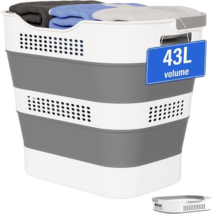 OOAMBB 43L Collapsible Plastic Laundry Basket by OOAMBB