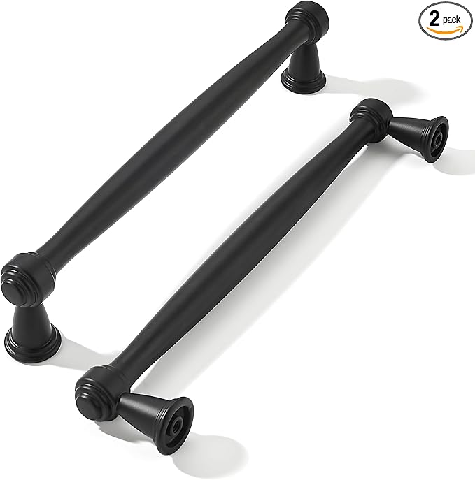 khtumeware 2 Pack 6-1/4 Inch(160mm) Black Modern Cabinet Pulls Black Kitchen Cabinet Hardware for Cupboard Drawer Handles Dresser Pulls