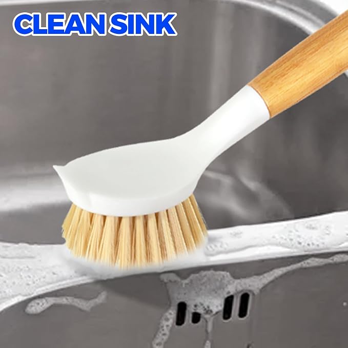 Holikme 3 Pack Dish Brush with Bamboo Handle Cleaning Brush, Pans and Vegetables - Image 3