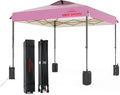 10x10 Pop Up Canopy, Easy Up Canopy Tent, Heavy Duty Tents for Parties, One Person Set Up Event Tent, Pink