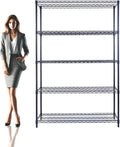 NSF Commercial 5-Tier Wire Shelving with Wheels, 48"x24"x72" Heavy Duty Metal Shelves 4000 lbs Max Capacity, Black Storage Rack for Garage Kitchen Pantry Warehouse