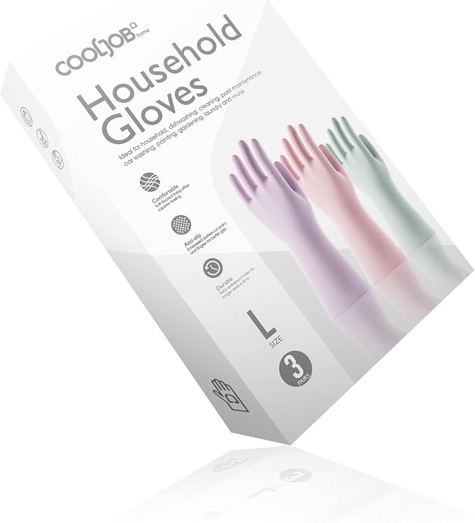 COOLJOB 3 Pairs Colorful Household Gloves - Image 5