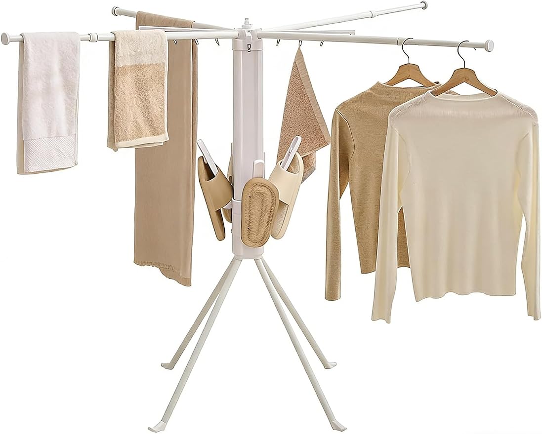 JOOM 4 Legs Clothes Drying Rack, Garment Rack Portable and Foldable Space by JOOM