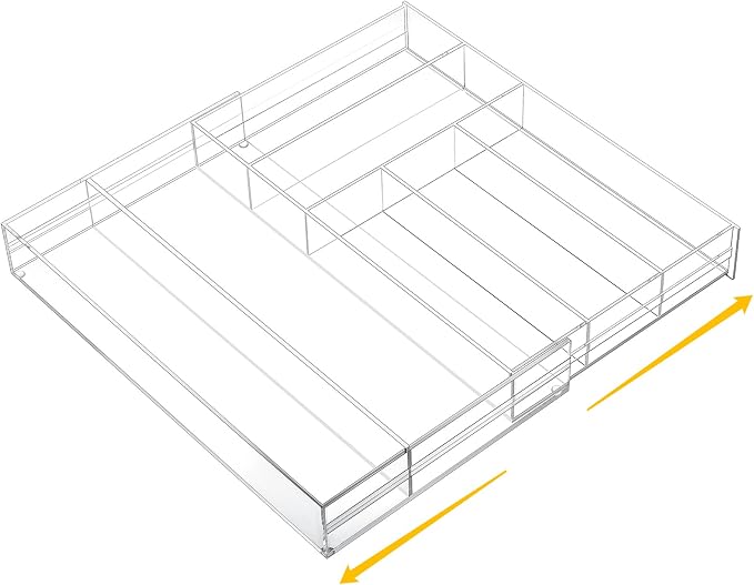 Briwooody Clear Acrylic Drawer Organizer Expandable, 7 Compartments, Large | by Briwooody