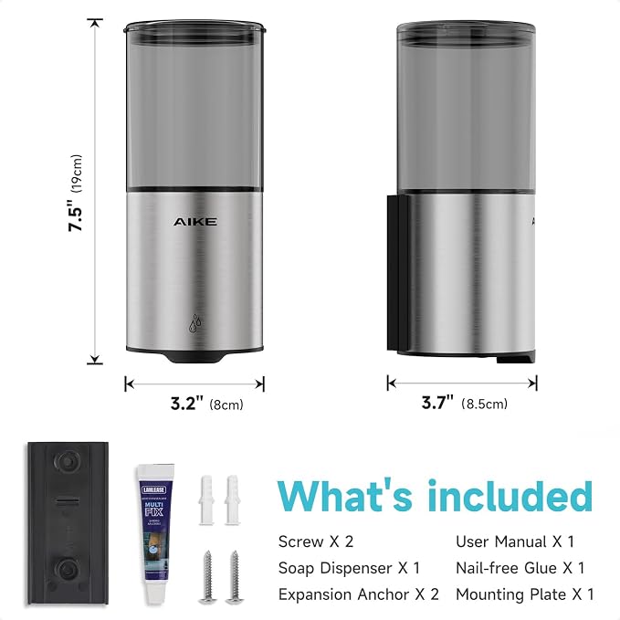 AIKE Automatic Soap Dispenser IPX7 Waterproof 13.5oz Stainless Finish | - Image 8
