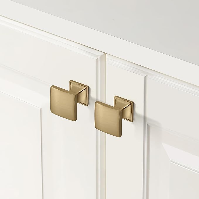 kHTumeWare 2 Pack 3-3/4 Inch Cabinet Handles - Brushed Brass and Gold Drawer Pulls - Cupboard and Drawer Hardware