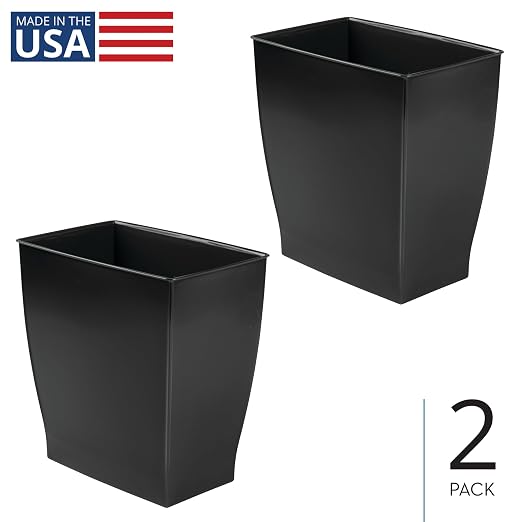iDesign Small Plastic Bathroom Trash Can, Slim Rectangle - Image 2
