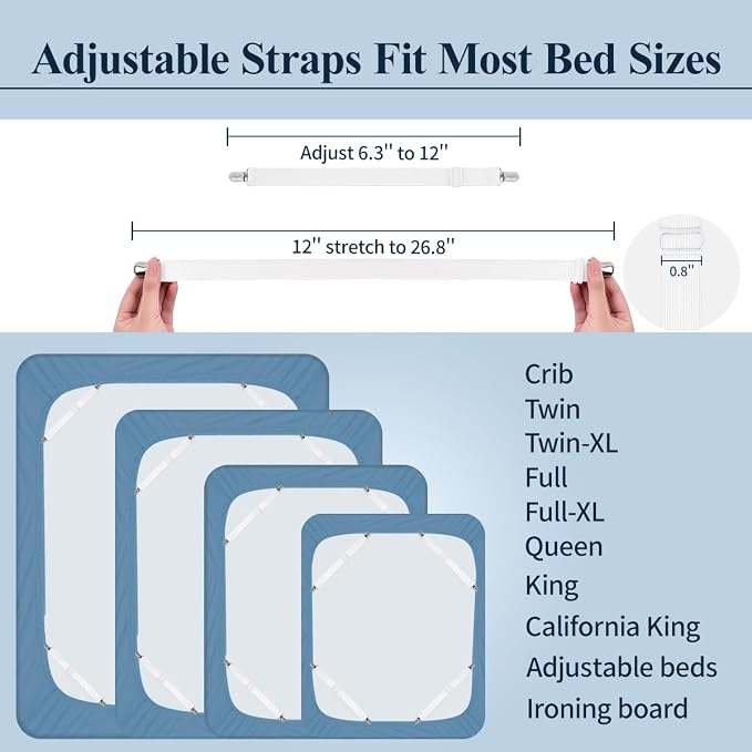 Sopito Sheet Straps, Adjustable Elastic Bed Sheet Holder, Non-Slip Strong - Image 2
