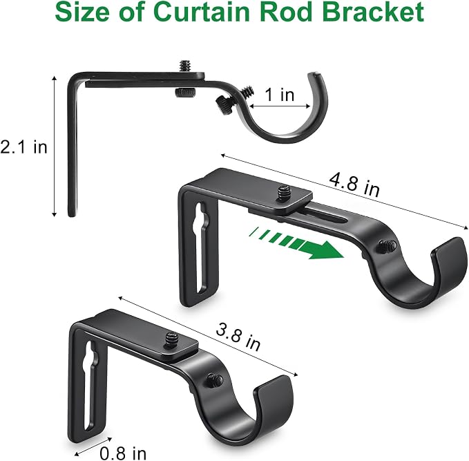 LLPJS Curtain Rod Bracket Adjustable, Drapery Rod Holder Hooks Support Hangers - Image 6
