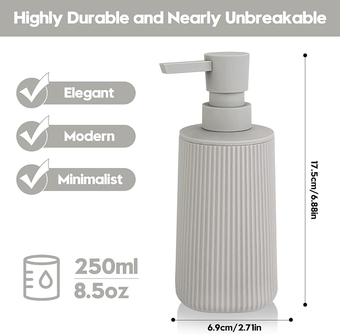 YAUKPH Small Soap Dispenser for Bathroom and Kitchen Matte Beige | Modern - Image 6