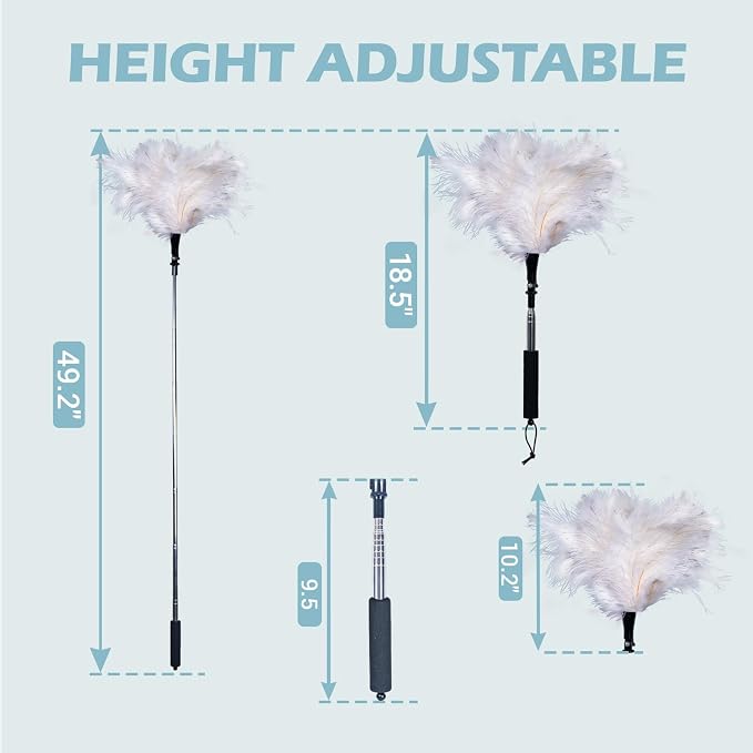 Extendable Feather Duster 22–47 Inch, Long Handle Ceiling Fan Duster - Image 4