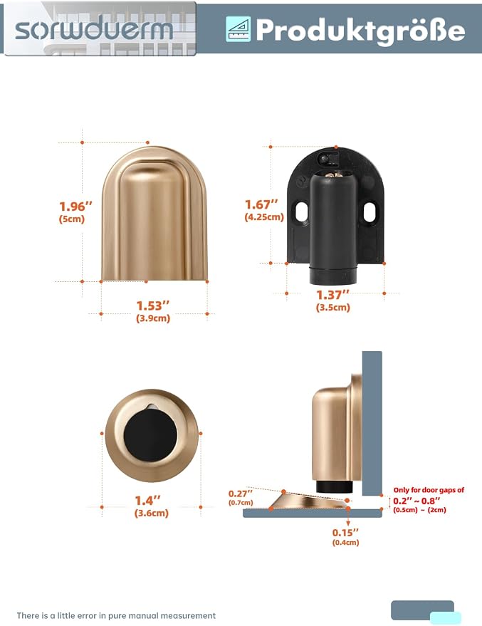 1 Pack Champagne Bronze Door Stopper Magnetic Door Cathc Matte Black Floor - Image 7