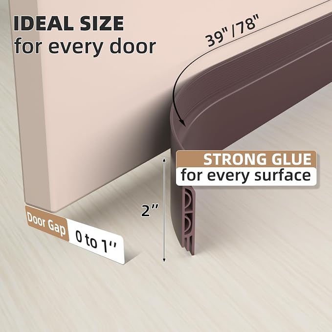 KNEELISA 78" Brown Under Door Draft Stopper Interior - Image 4
