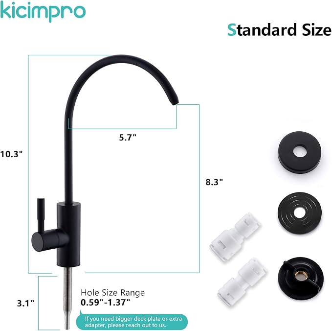 Water Filter Faucet for RO System, Non-Air Gap, Matte Black | Lead-Free SUS304 - Image 5