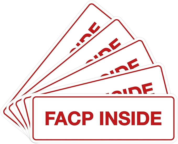 Signs ByLITA Standard FACP Inside Sign | Fire Safety Signage (White/Red) - Small 5 Pack
