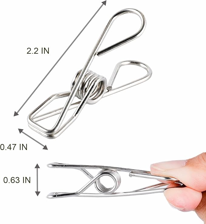 Clothes Pins Metal Stainless Steel Clothespins Laundry Pin Bag Photo Clips | - Image 4