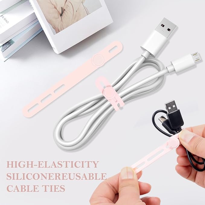Donruby 30Pcs Silicone Cable Ties, Reusable Cord Organizer Straps, 4.7" - Image 3