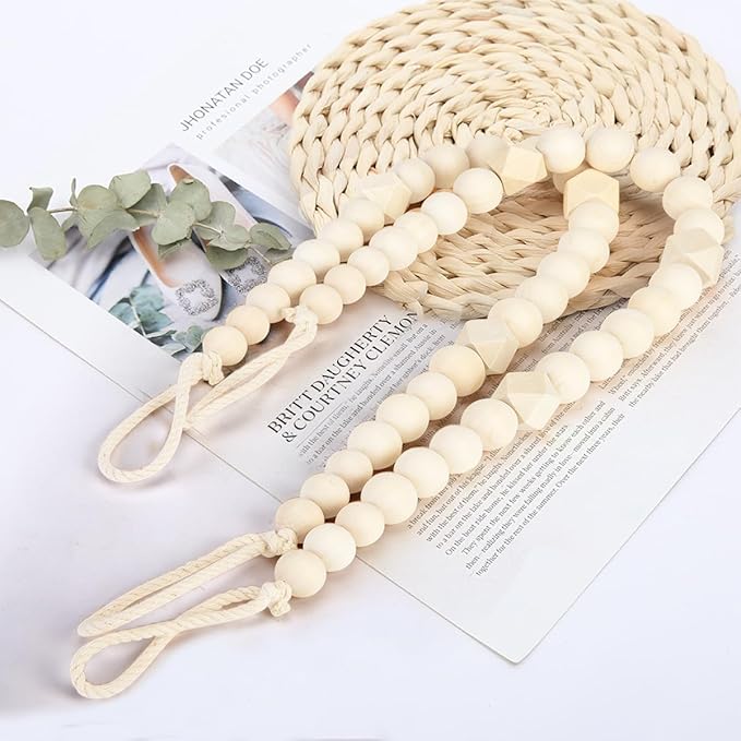 KLOGTSIND Wood Bead Curtain Tiebacks, 2 Pack Curtain Tie Backs - Image 5