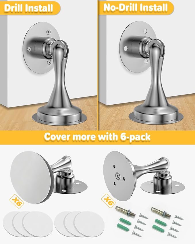 Door Stoppers Magnetic Door Catch Stainless Steel Magnetic Door Stop 6 Pack | - Image 4