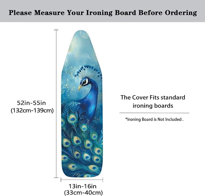 Peacock Ironing Board Cover and Pad 15x54 Inch Standard Iron Board Cover - Image 5
