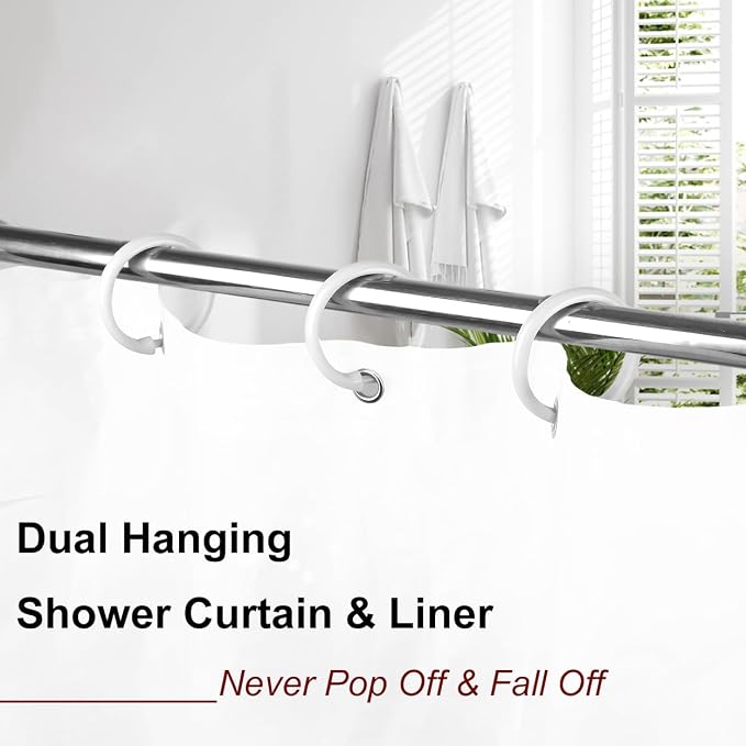 Kutesna 12 PCS White Plastic Shower Curtain Rings, Easy Snap Closure Shower - Image 7